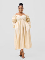 Busara Long Dress - Cream / White