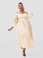 Busara Long Dress - Cream / White