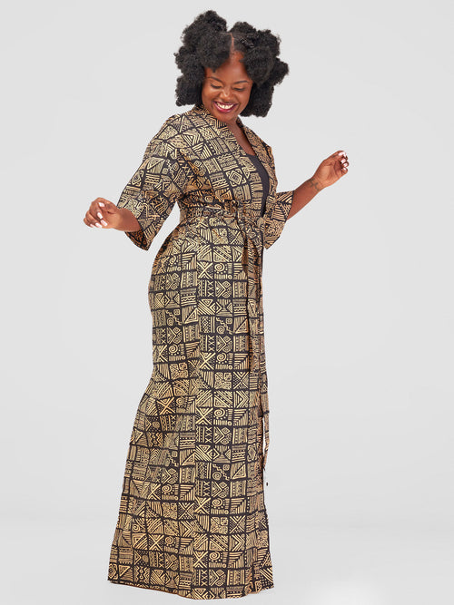 Ashanti 7 Kimono - Black Print