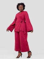 Olmeg Linen Pant Set - Maroon