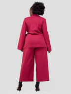 Olmeg Linen Pant Set - Maroon