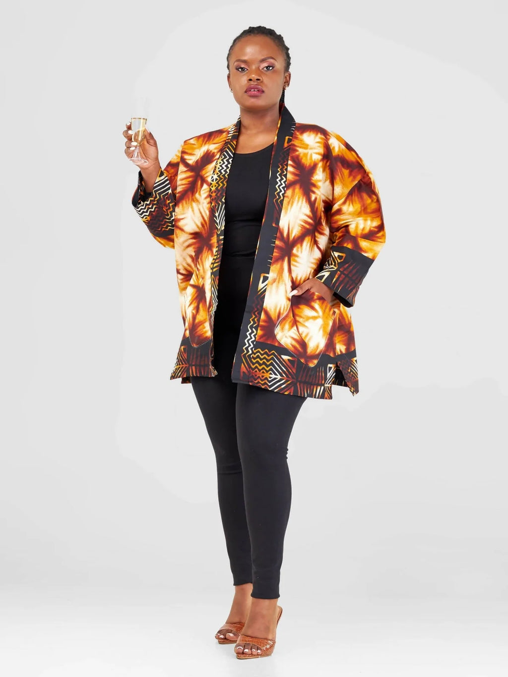 Mundusi 8 Short Kimono - Black Print